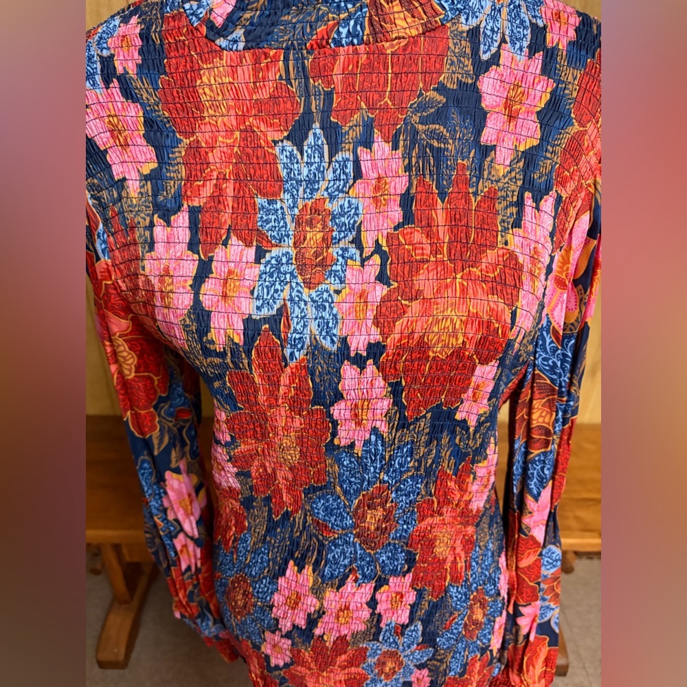 NWT Farm Rio Garden Navy Smocked Mini Dress Size M - Picture 6 of 13
